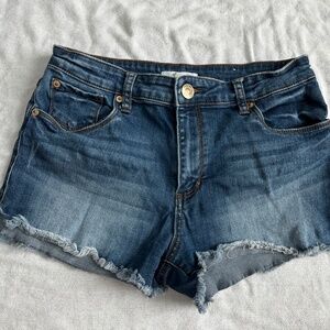 Stretch mid rise denim shorts